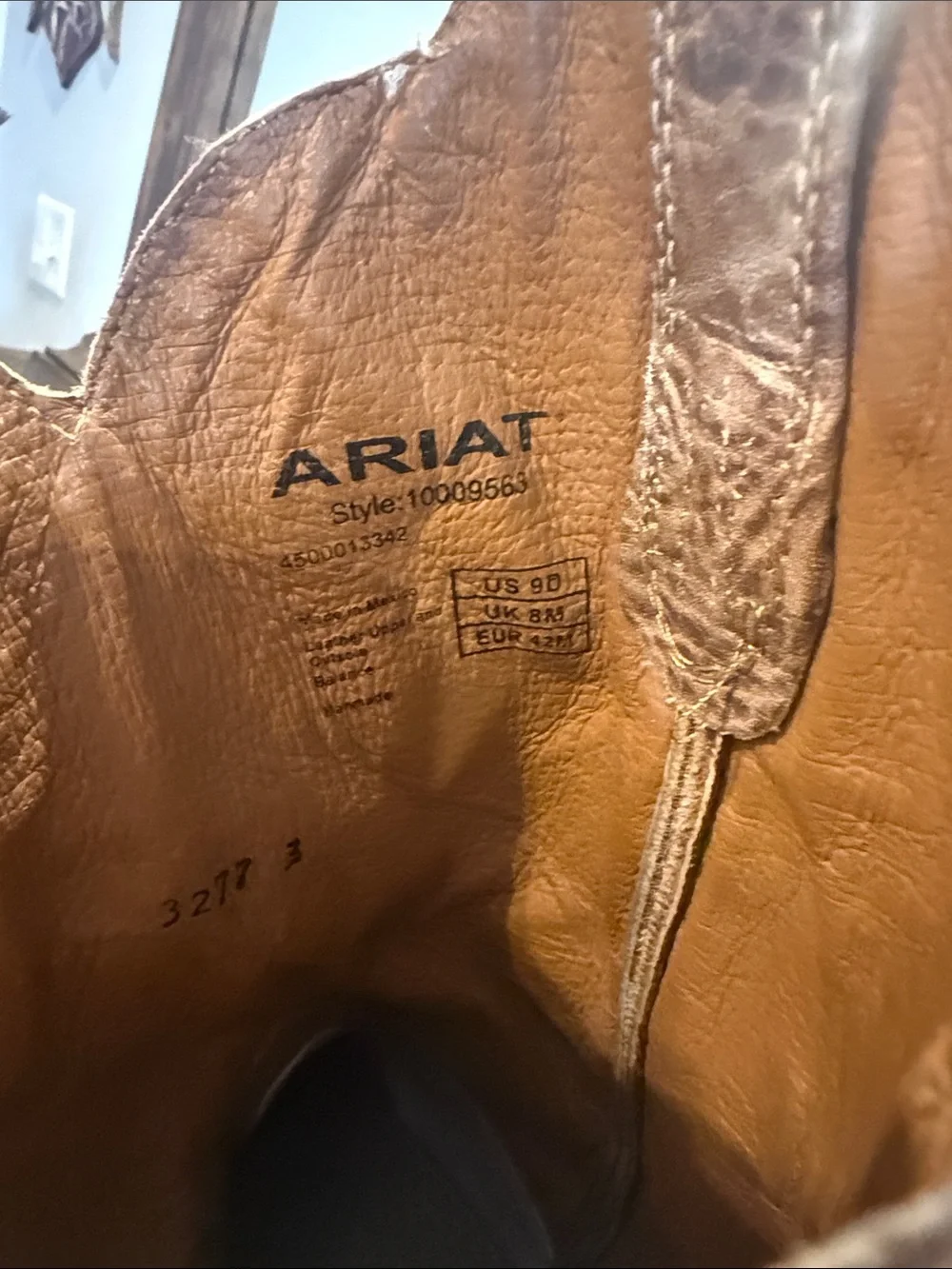 Ariat Brown Leather Western Boots with Orange Accents